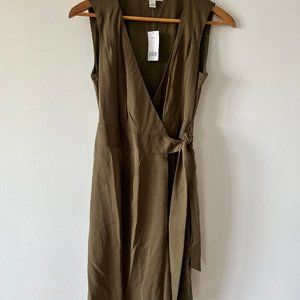Banana Republic Wrap Dress Olive Green Size 2 NWT